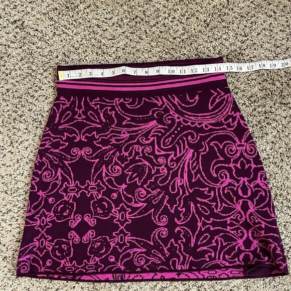 TITLE NINE Purple Pink Merino Wool Knit A Line Skirt Paisley Floral Outdoor Sz S - Picture 8 of 9